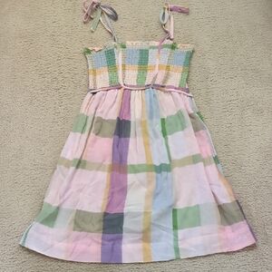 Vintage Levi's Pastel Plaid Smocked Lightweight Spaghetti Strap Mini Dress